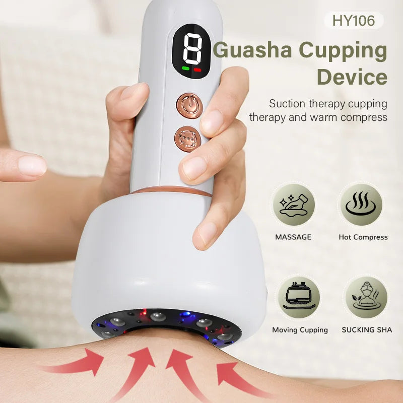 Portable USB Rechargeable Gua Sha Cupping Massager Smart Suction Heating Therapy Home Slimming Personal Care Appliance