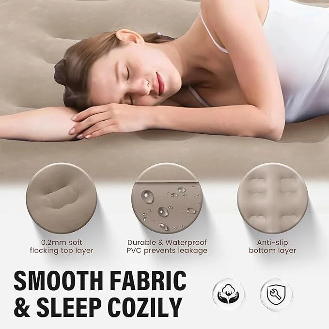 Foldable Modern Outdoor Indoor Portable PVC Flocking Air Bed Mattress with Built-in Pump