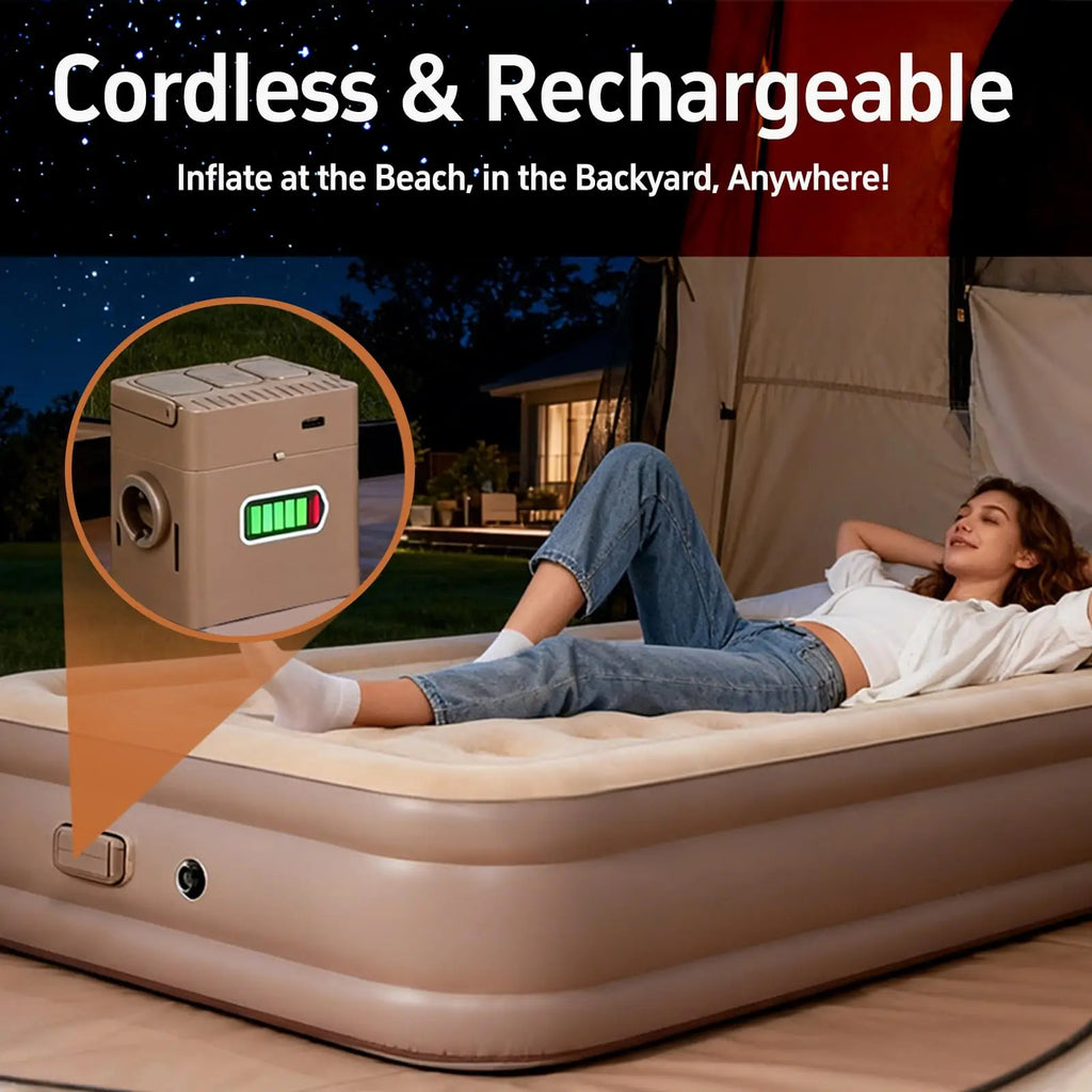 Foldable Modern Outdoor Indoor Portable PVC Flocking Air Bed Mattress with Built-in Pump