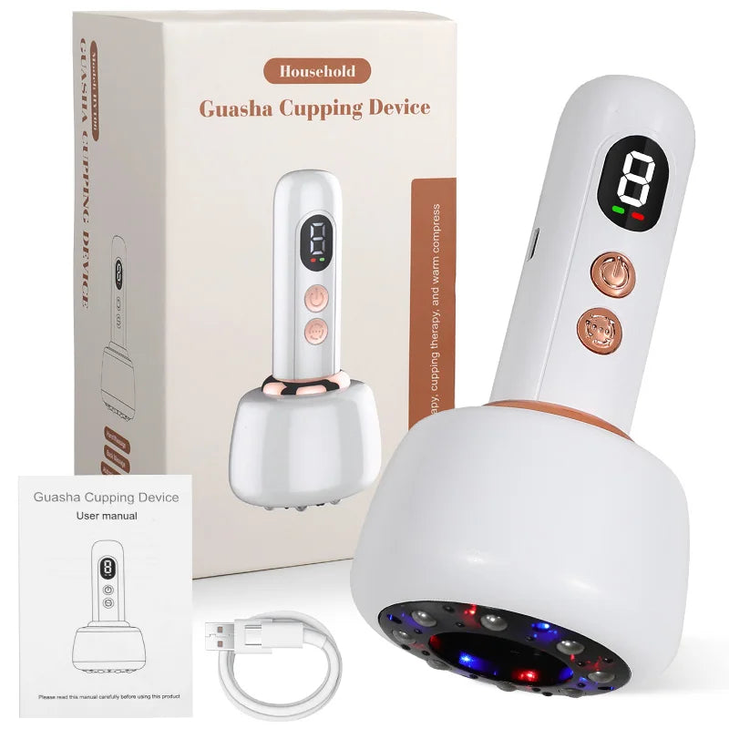 Portable USB Rechargeable Gua Sha Cupping Massager Smart Suction Heating Therapy Home Slimming Personal Care Appliance