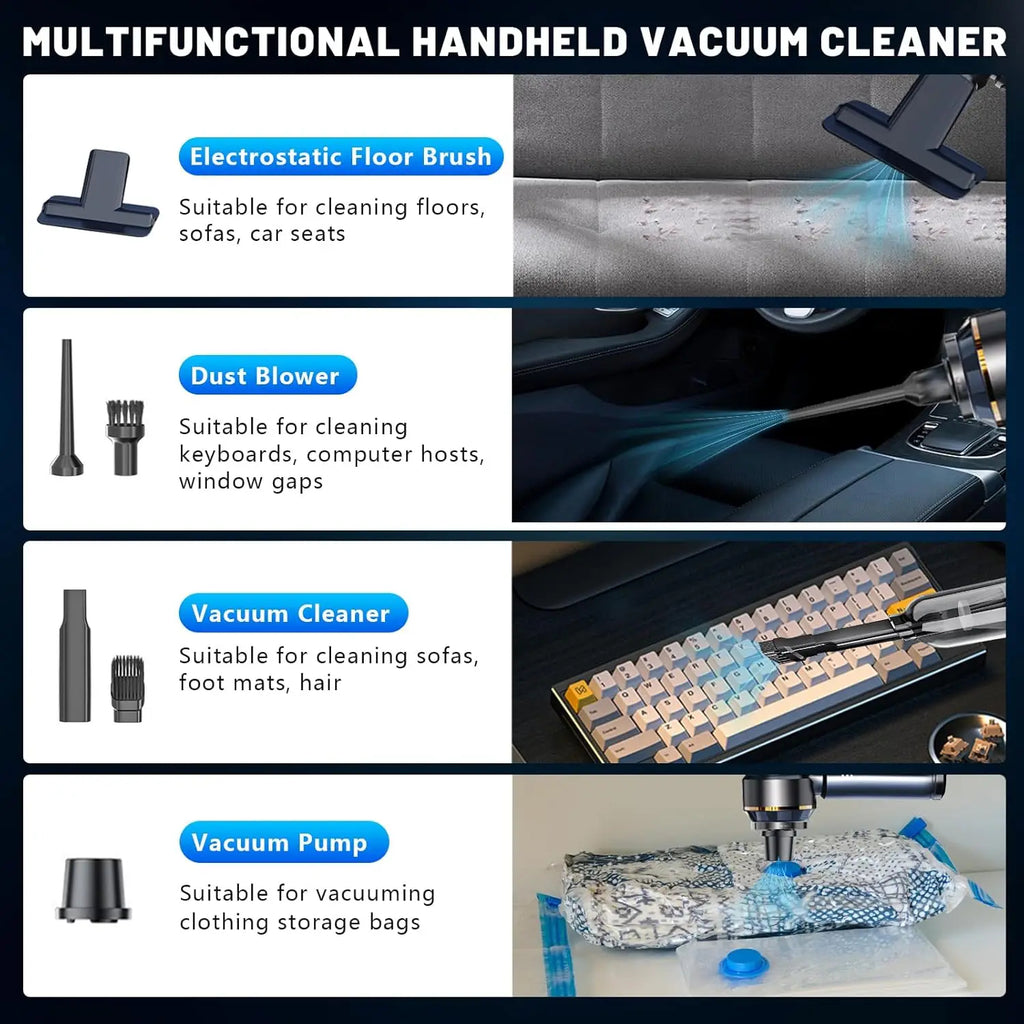 3 in 1 Cordless Battery Powered High Power Suction Car Vacuum Cleaner