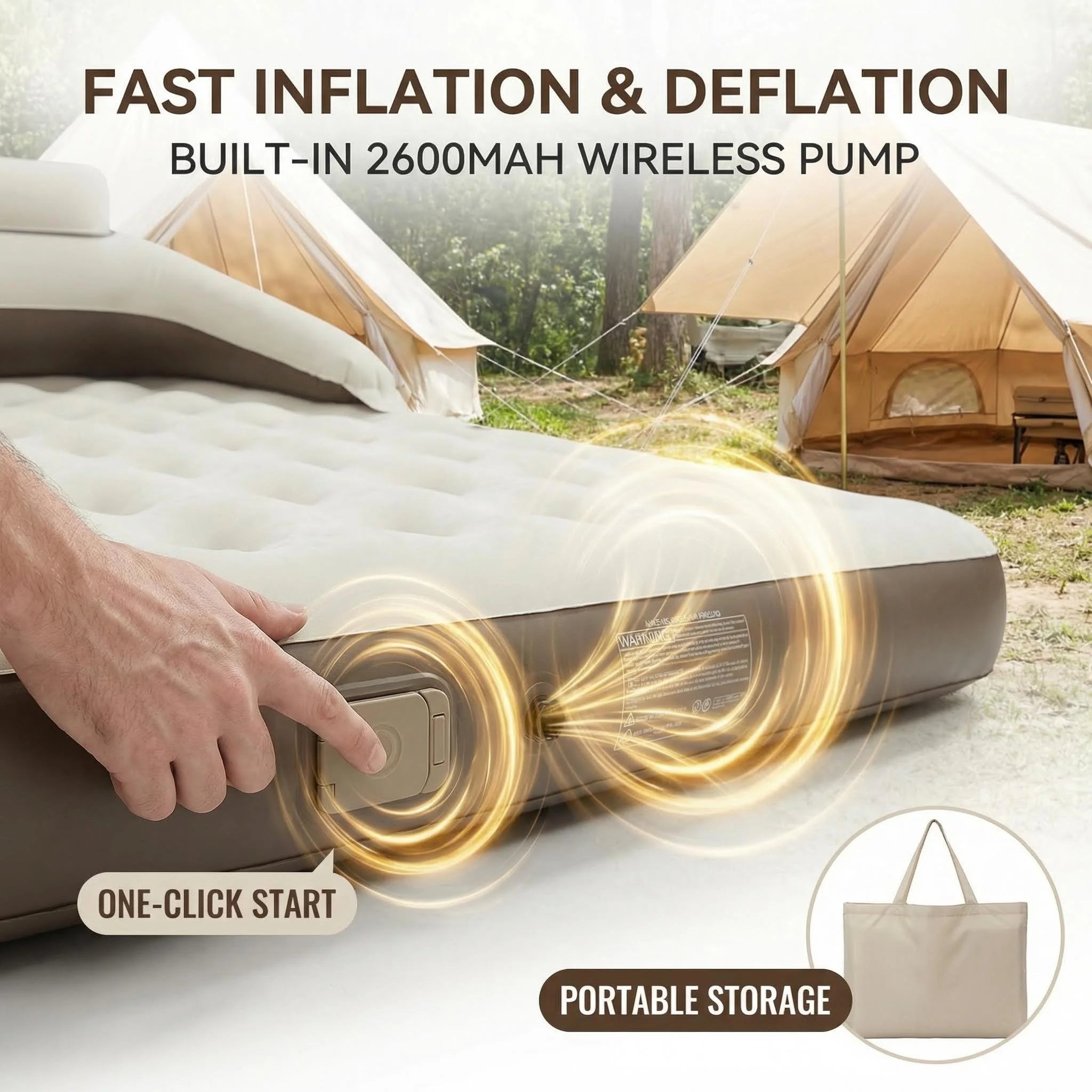 Portable Folding Home Indoor Reclining Airbed Outdoor Camping Sleeping Inflatable Bed air Mattress with Built in Pump