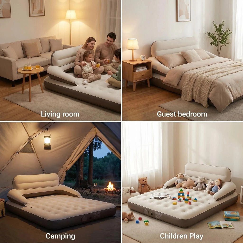 Portable Folding Home Indoor Reclining Airbed Outdoor Camping Sleeping Inflatable Bed air Mattress with Built in Pump