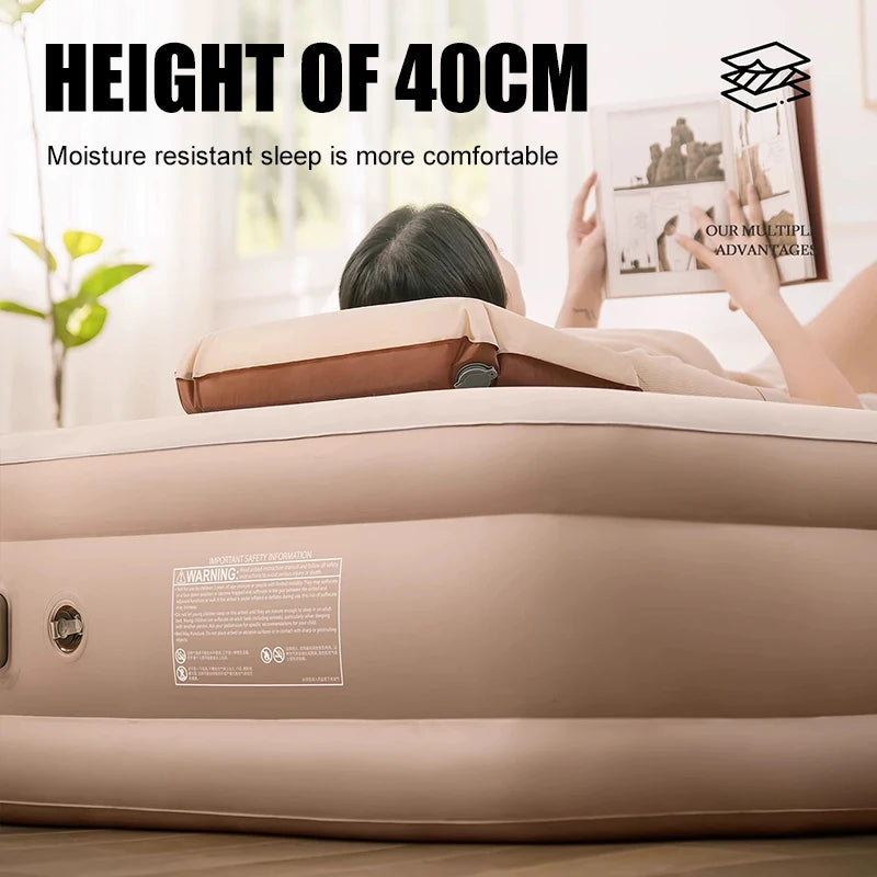 Foldable Modern Outdoor Indoor Portable PVC Flocking Air Bed Mattress with Built-in Pump
